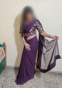 Elegant Purple Saree with Stiched Blouse