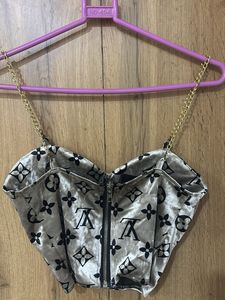 Velvet Chain Strap Corset Top