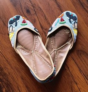 Embellished Striped Ballet Flats (Size 38)