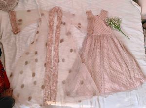 Very Amazing Frock With Net Shrug Set
