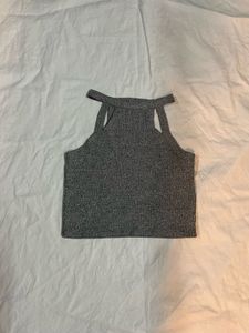 Charlotte Russe Grey Marled Ribbed Top