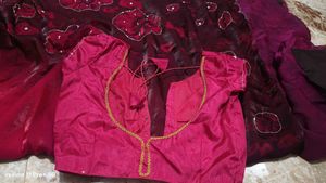 Designer Maroon Floral Saree