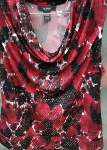 Alfani Women's Red Black Floral Sleeveless Top