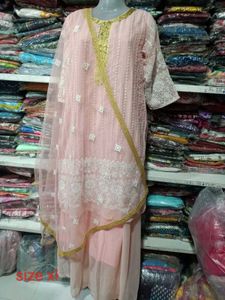 Beautiful Peach skirt kurta Set with Dupatta
