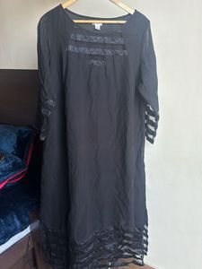 Elegant Black Kurta with Sheer Details