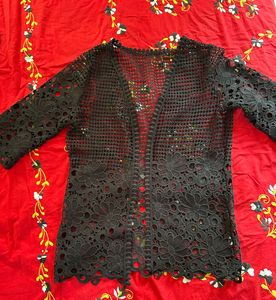 Elegant Black Lace Kimono Cardigan
