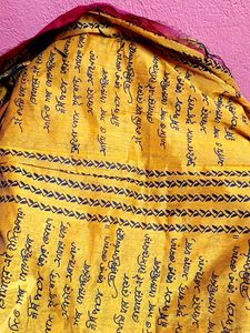 Yellow saree  Black Print and  blouse