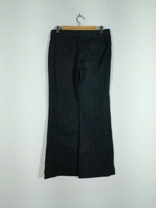 Black Striped Flared Cotton Pant For Women's