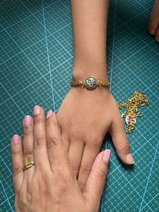 Gold Tone Mickey Mouse Charm Bracelets Set