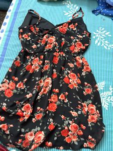 Black Floral Print Sundress