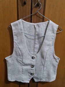 Sleeveless Button-Down Vest (COORD)
