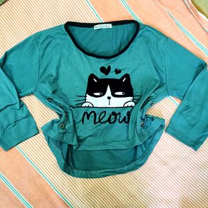 Cute Cat "Meow" Graphic T-Shirt