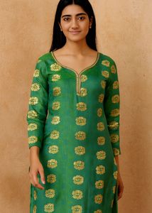 Elegant Green Floral Kurta✨