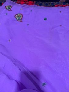 Elegant Embroidered Purple Saree