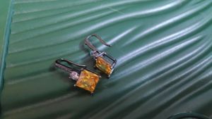 CZ Silver Plated Studded Square Earrings