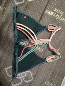 Stylish Blue Printed Bikini Top