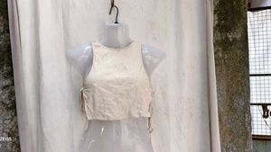 48127. Cream Crop Top with Side Ties