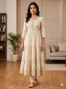 White Printed Long Kurti
