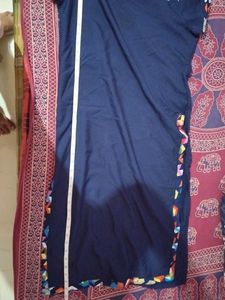 Stylish Blue Kurti with Geometric Detail