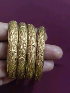 Set of 4 Gold Engraved Bangles