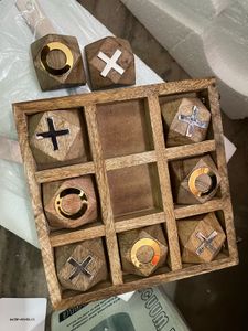 Wooden Tic-Tac-Toe Game Board Show piece