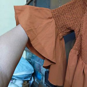 Chic Ruffled Off-Shoulder Smocked Top