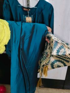 Teal Blue Embroidered Kurta Set
