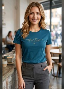 Stylish Blue T-Shirt with "Great Things"