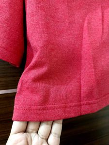 Vibrant Red Cropped Button-Up Shirt