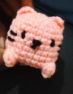 Handmade Pink Crochet mochi Cat Charm