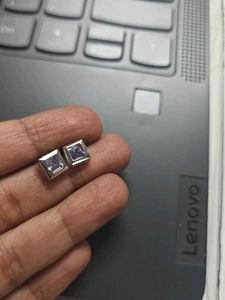 92.5 Silver Amethyst Square Stud Earrings