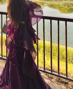 Purple Sequined Ruffle Saree