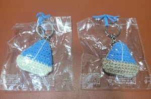 Two Handmade Crochet Beanie Keychains