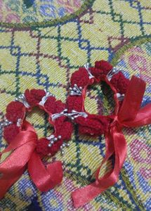 Red Floral Crochet Bracelet