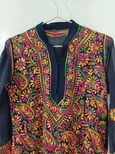 Woven Chikankari Kurti , Multicolored