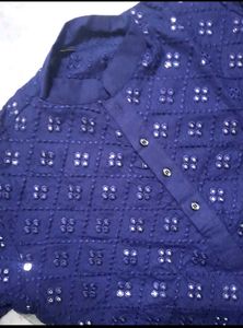 Stylish Navy Blue Embroidered Kurta