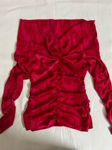 H&amp;M Vibrant Pink-Red ruched top