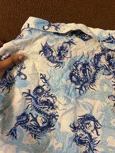 Dragon Print Button-Up Crop