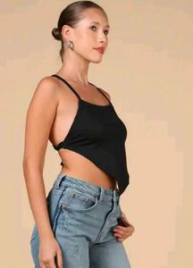 Black Tie-Back Halter Top