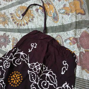 Beautiful Brown Kurta with Yellow Dupatta