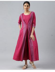 Elegant Pink Ethnic Maxi Dress