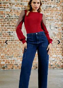 Stylish Blue Denim Cargo Pants