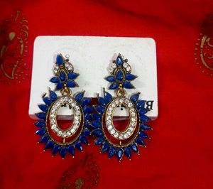 Elegant Blue Statement Earrings