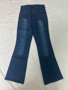 Embellished Flare Jeans with Side Stripe