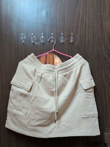 Combo -White Button-Up Cropped Top and skirt set