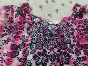 Beautiful Pink Printed Kurta Set with Dupatta