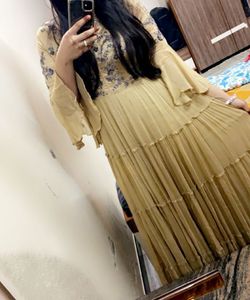 Elegant golden touch Embroidered Gown