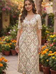 Embroidered Cream Kurta