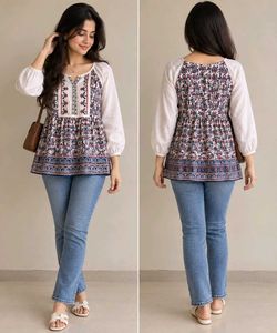 Boho Print Peplum Top