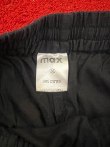 Black Cotton Casual Pants